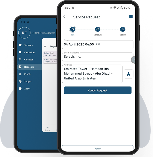 Servvis app on phones