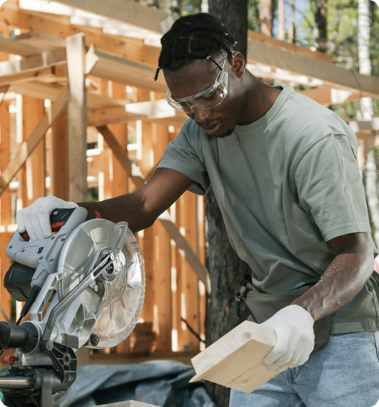 Skilled service provider working on a building project